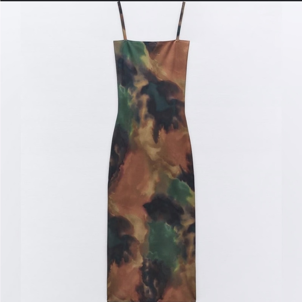 Zara Earthy Tones Midi Dress